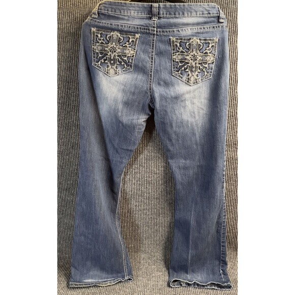 ND Weekend Pants‎ Womens 14 Denim Blue Jeans Embroidered Cross Pocket Stretch - Picture 3 of 16